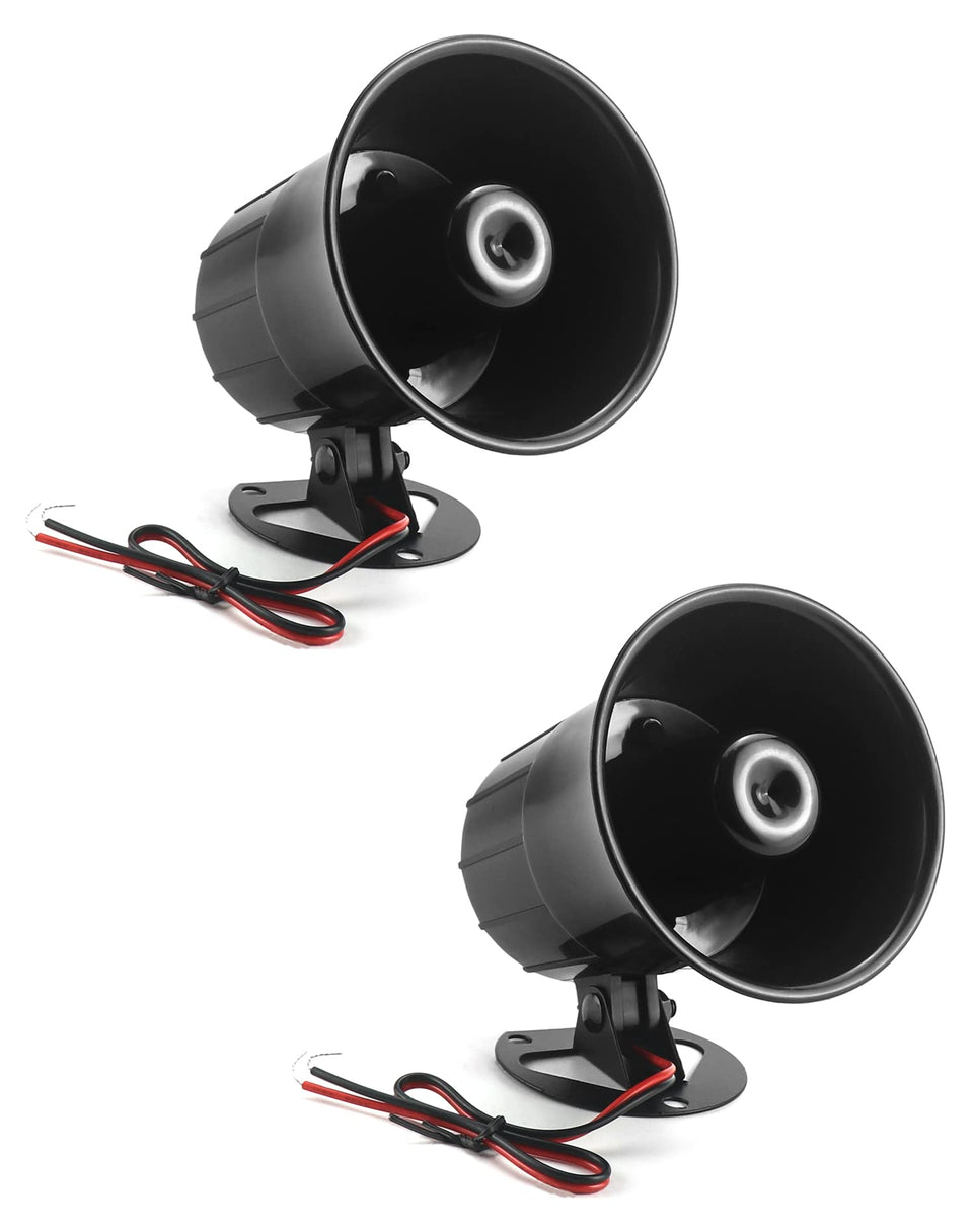 QWORK front view of two sirens showing design and compactness for clear alerts