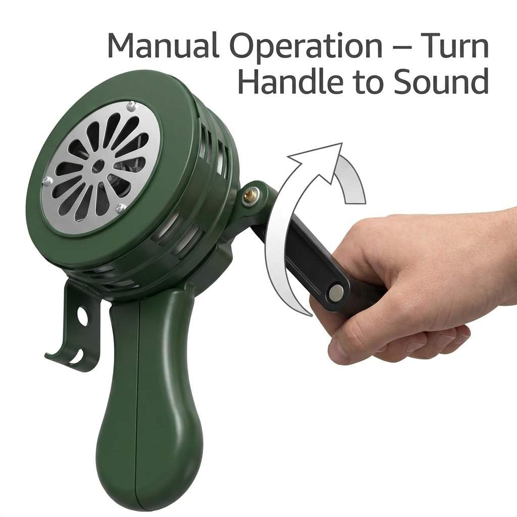 QWORK hand crank siren durable aluminum; long service life.