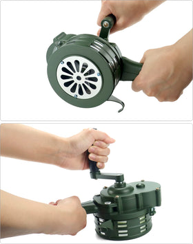 QWORK hand crank siren handle grip; quick manual operation.