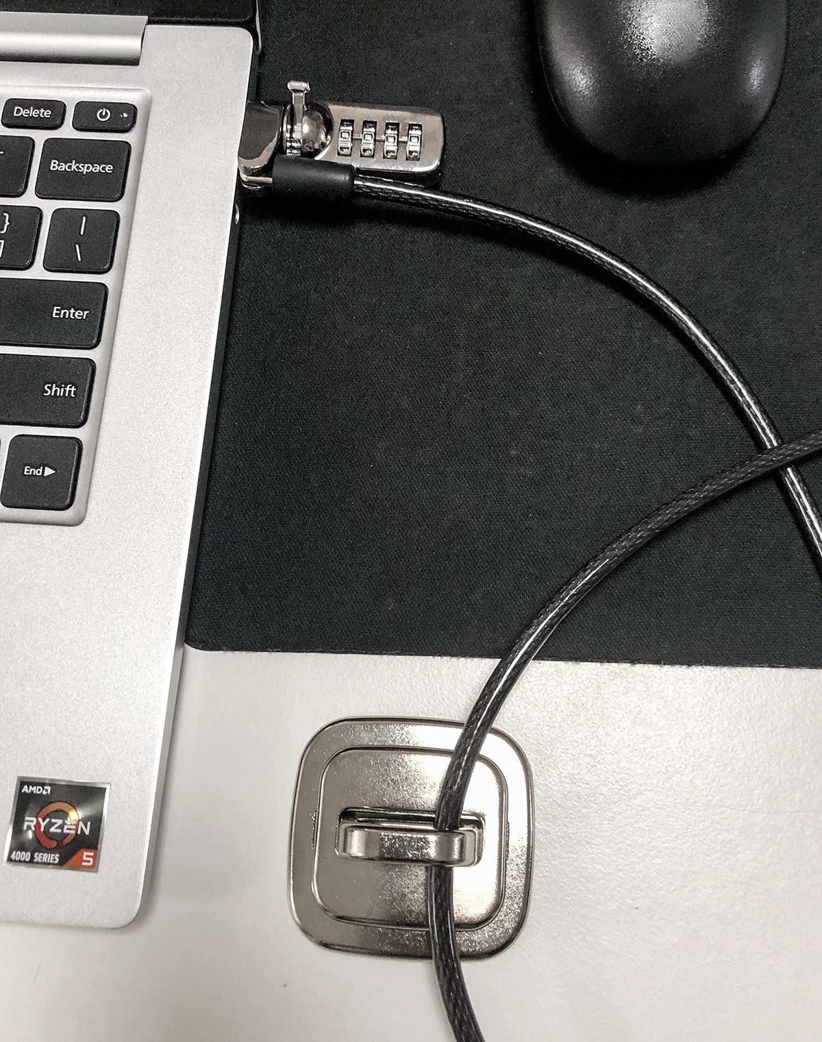 QWORK anchor kit visualizes a secure workstation and shared equipment protection.
