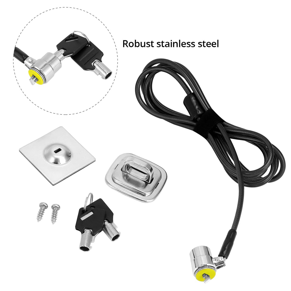 QWORK lock head shows 360 degree rotation for flexible attachment