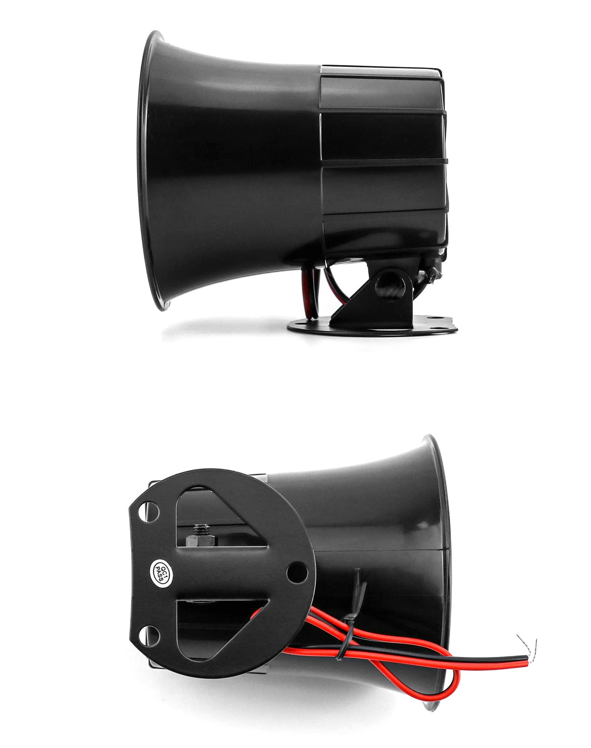 QWORK siren mounted on garage wall demonstrating audible protection coverage