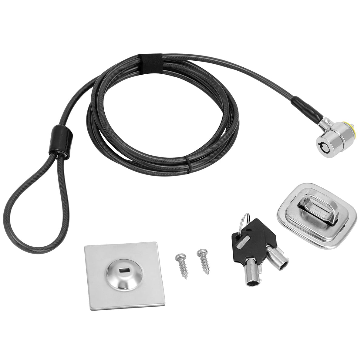 QWORK universal laptop cable lock secured on a desk for theft protection