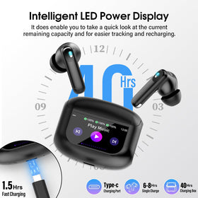 QXUFV wireless earbuds provide up to 48 hours of total playback time.
