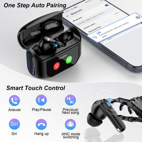 QXUFV wireless earbuds IPX7 waterproof design ideal for workouts and rain.