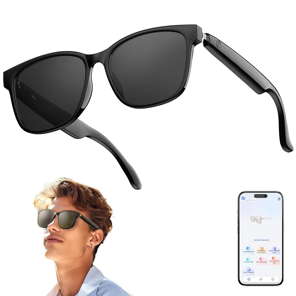 QXZPower AI Smart Glasses translating 144 languages for global conversations.