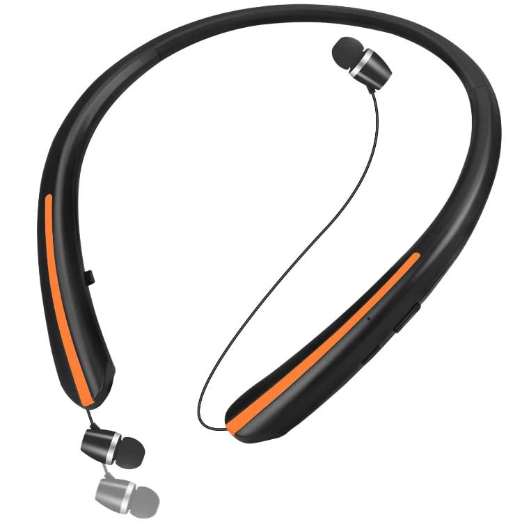 QYNIQIAN neckband headphones angled view for immersive sound on the go.