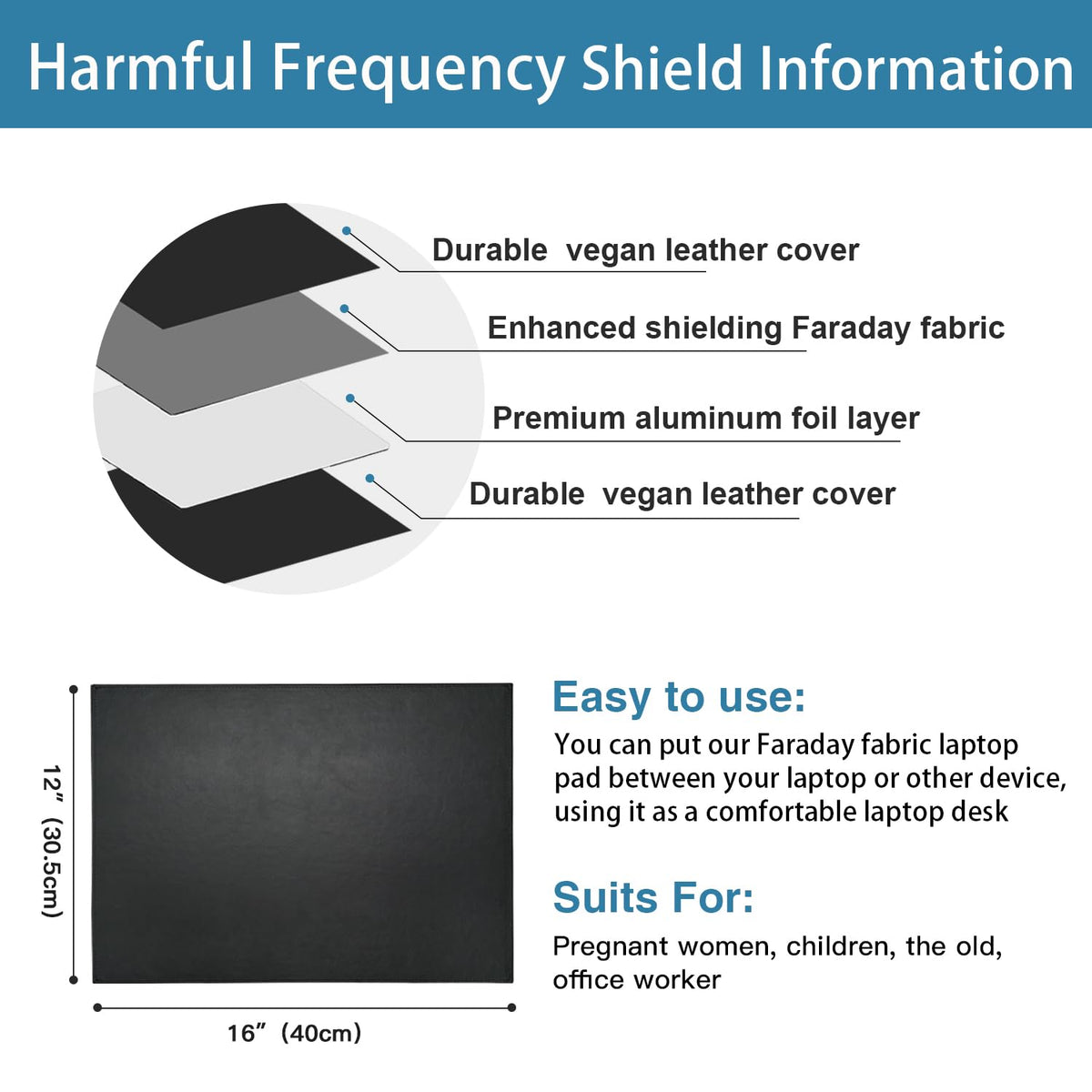 QYWOVPNBFCD emf blocker pad beneath a laptop to minimize radiation exposure