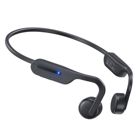 Qyzue bone conduction headphones front view with open-ear design for secure daily listening