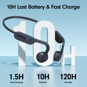 Qyzue open-ear design worn with ergonomic titanium frame for lasting comfort during workouts