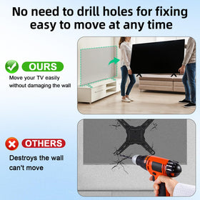Qzanyee Life installation step with leg sliding into TV card slot for easy setup