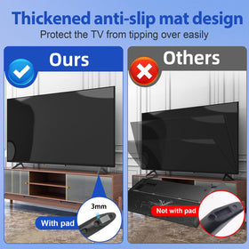 Qzanyee Life side profile of one replacement leg mounted on a Samsung TV showing stability