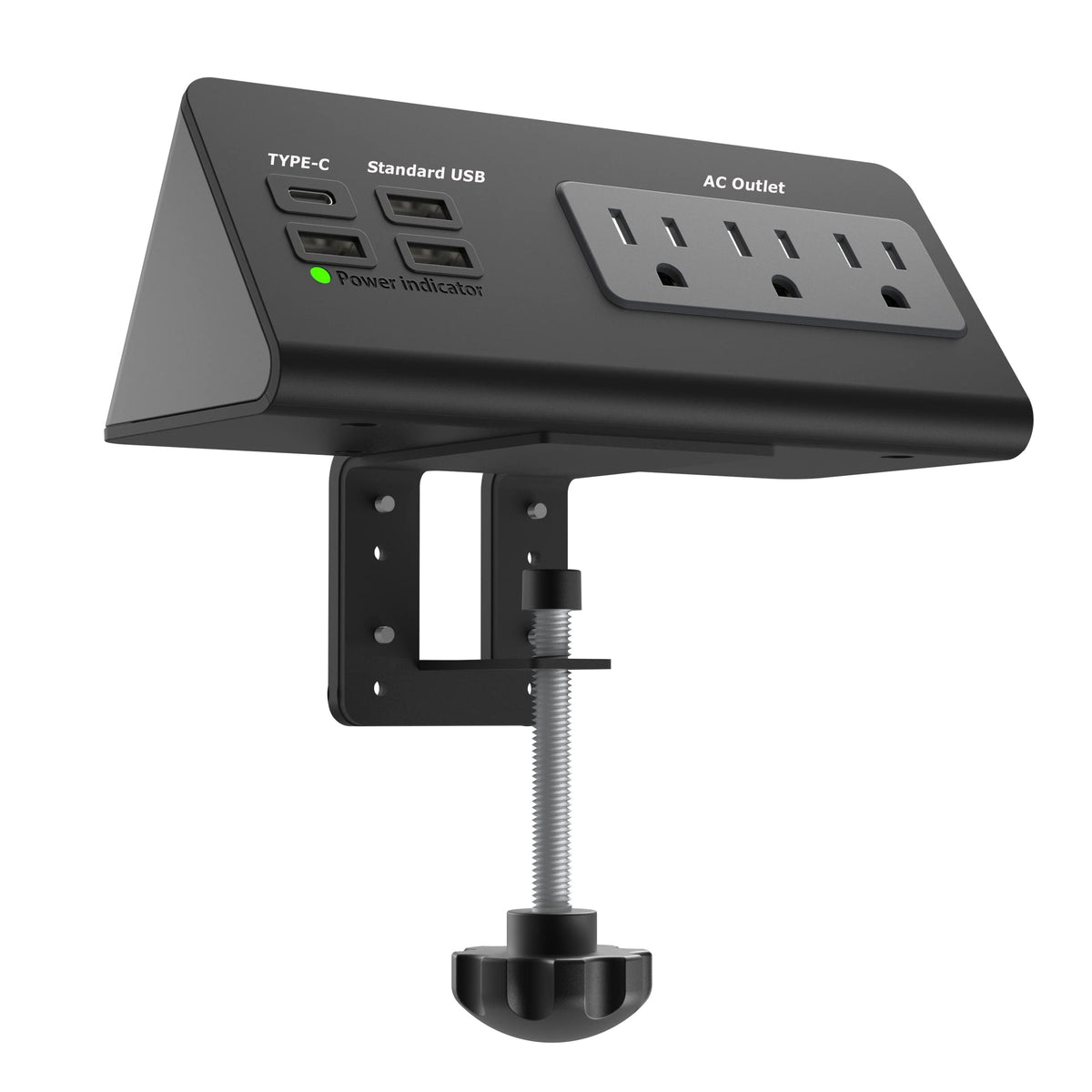 QZUKOY front-mounted power station on desk for decluttered workspace