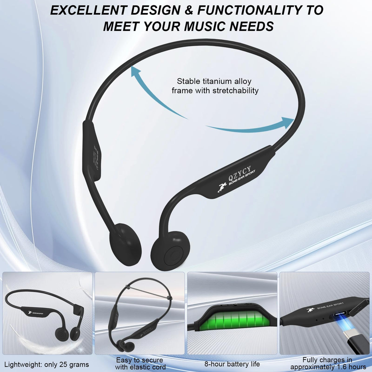 QZYCY 8-hour battery life supports long runs between charges.