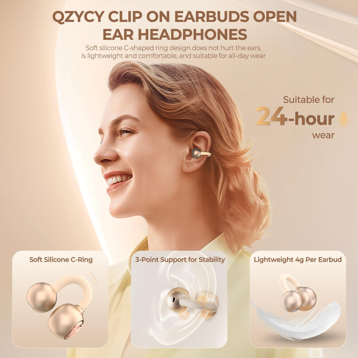 Lightweight 4g each earbud for comfortable all-day wear