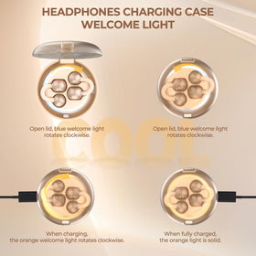 Charging case with blue greeting light and ambient indicators