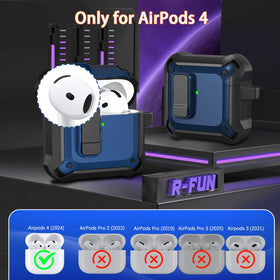 R-fun AirPods 4 blue carbon-fiber case with lid closed