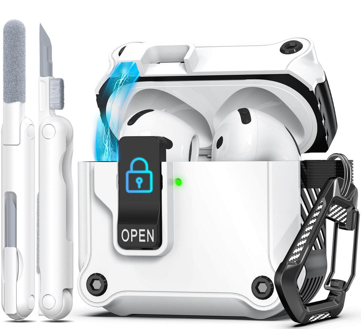 R-fun AirPods 4 case with auto pop-up lid for quick access and protection.