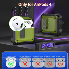 R-fun AirPods 4 case back view showing MagSafe compatibility and status light.