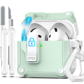 R-fun AirPods 4 case with magnetic lid for quick one-handed access and secure closure.