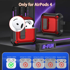 R-fun AirPods 4th Gen case rear view shows carbon fiber wrap