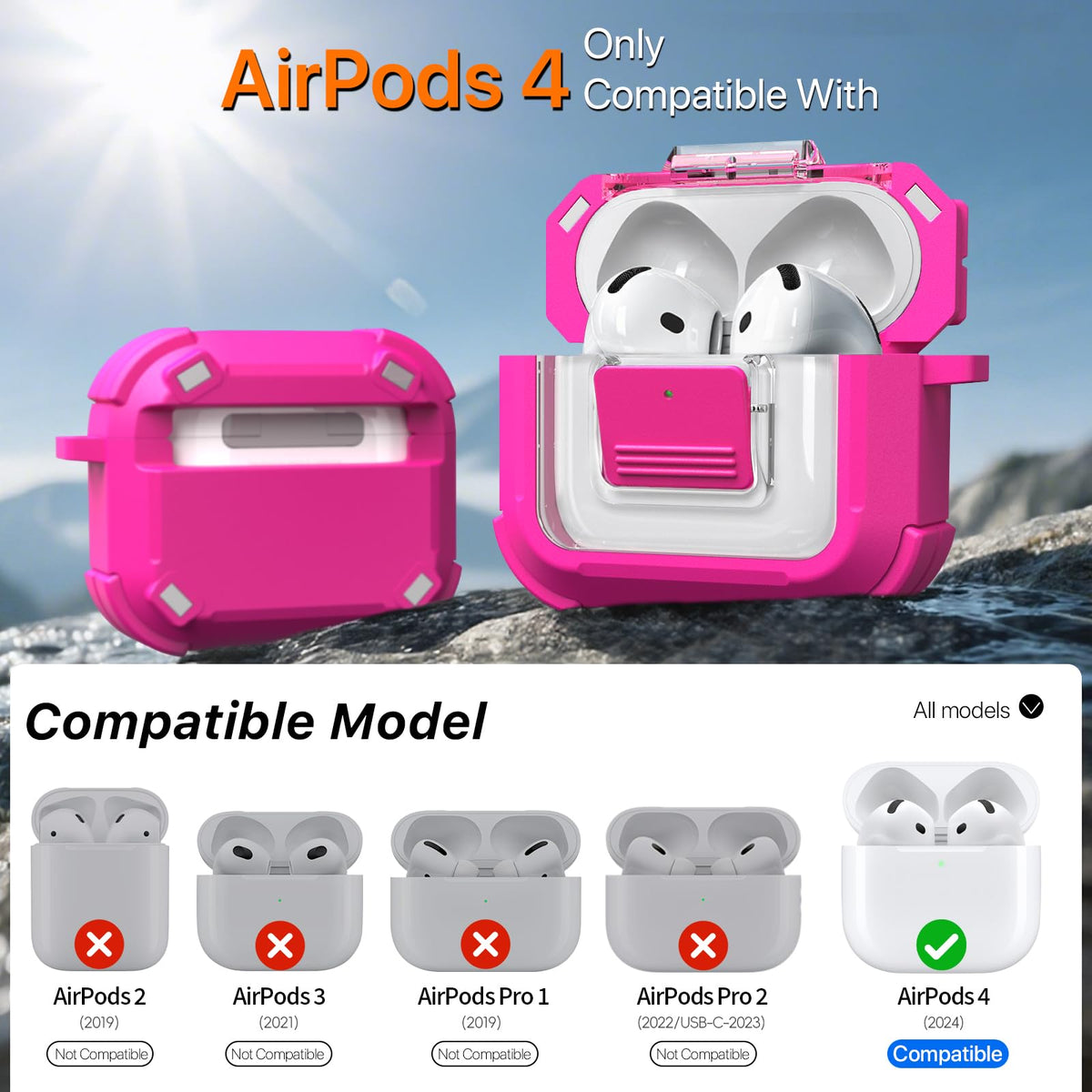 R-fun rose pink AirPods 4th Gen case adds stylish protection