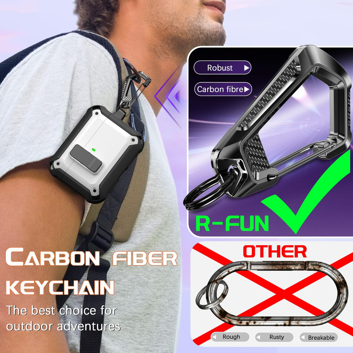 R-fun AirPods Pro 3 case features auto-closing lid to prevent accidental openings.