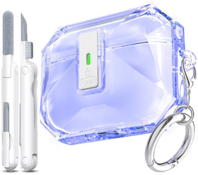 R-fun AirPods Pro 3 case in clear purple, front view showing status indicator
