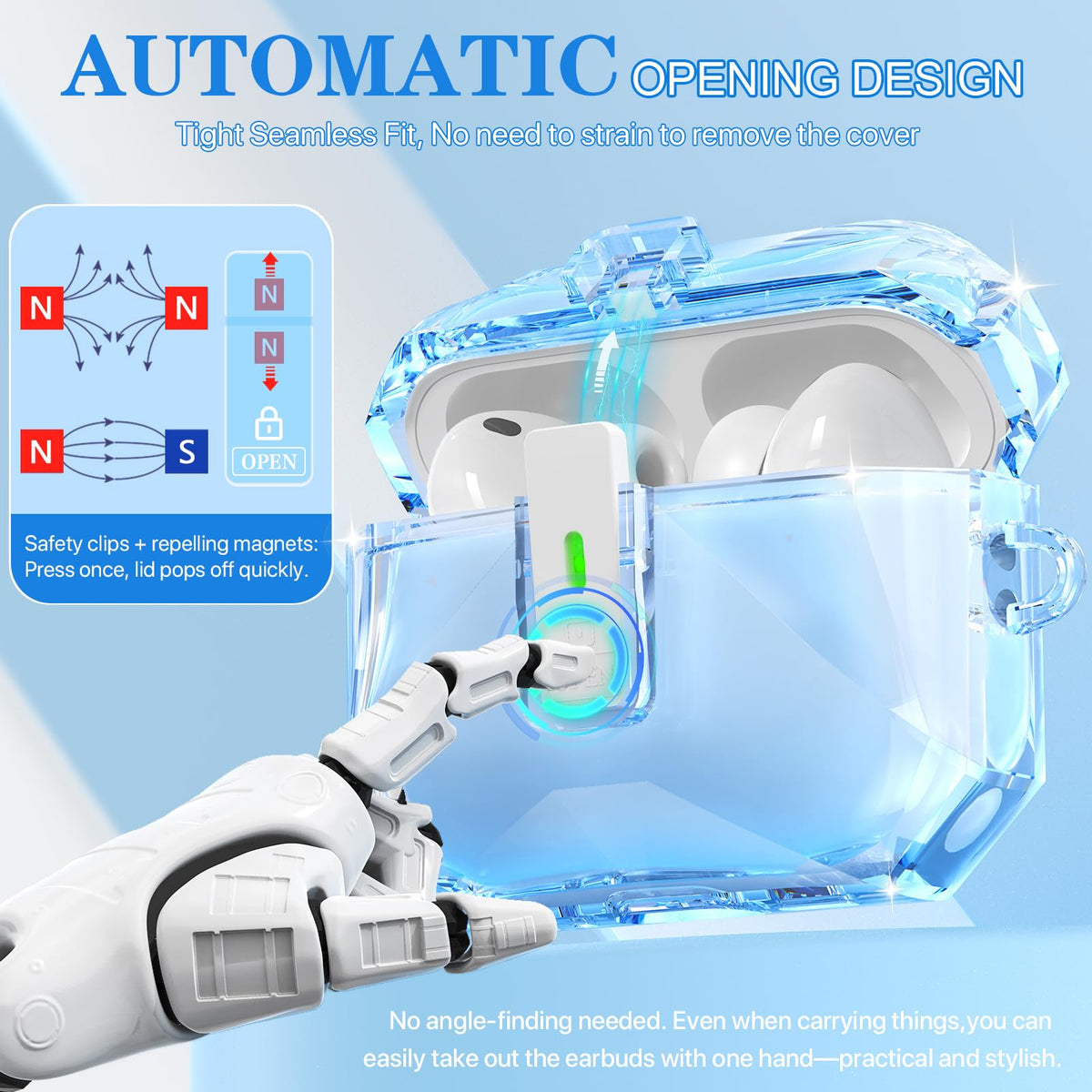 R-fun AirPods Pro 3 case LED indicator visible through crystal shell