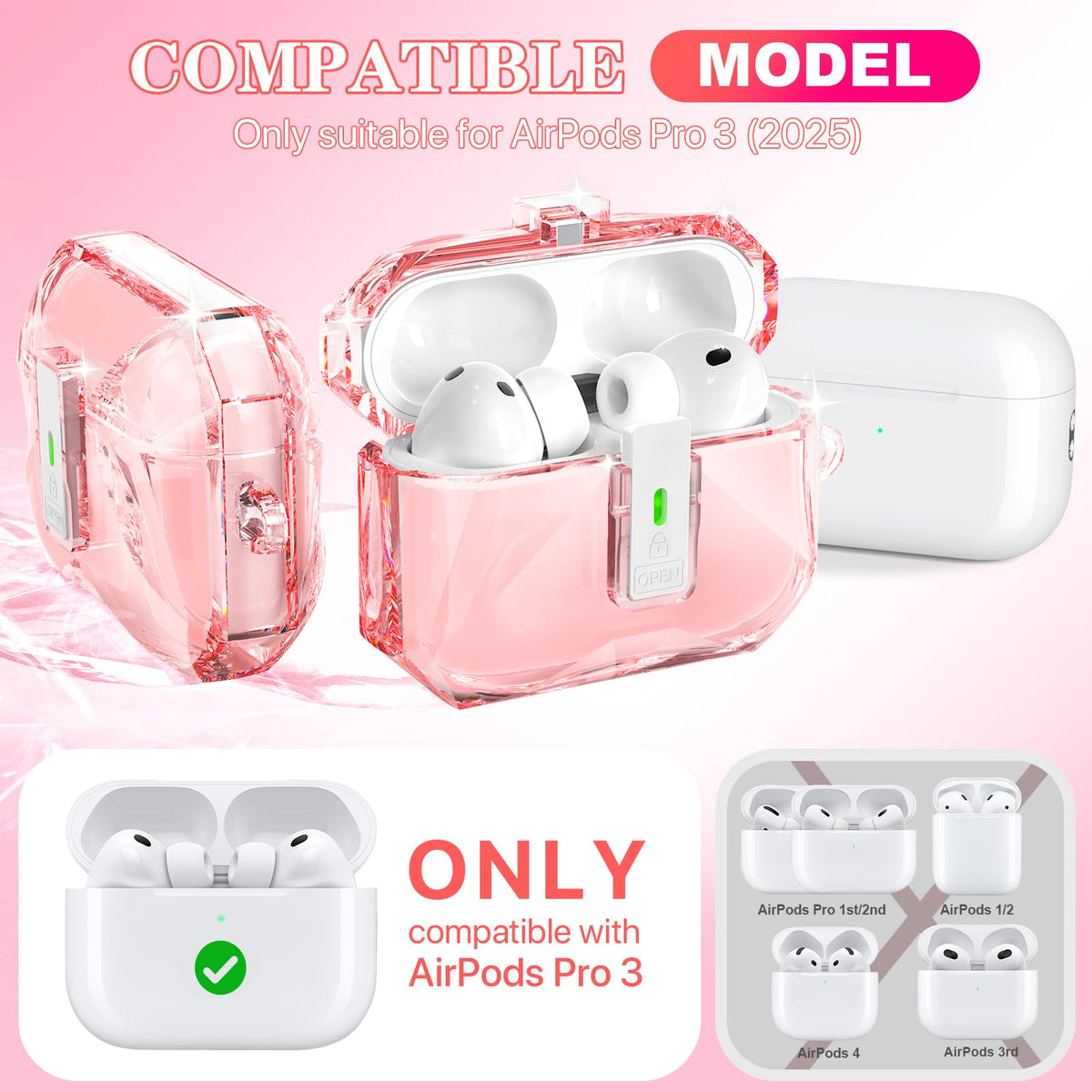 R-fun AirPods Pro 3 case with lock design adding secure protection during daily use