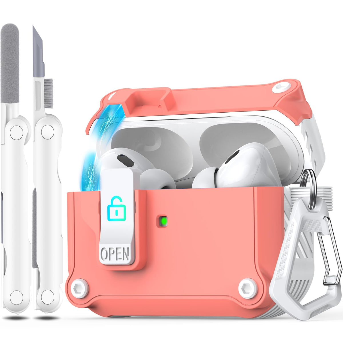 R-fun AirPods Pro case top view with USB-C, highlighting protection and style.