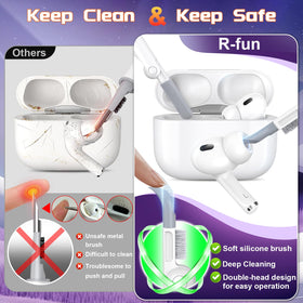 R-fun cleaning kit included helps keep AirPods Pro clean for optimal sound quality.