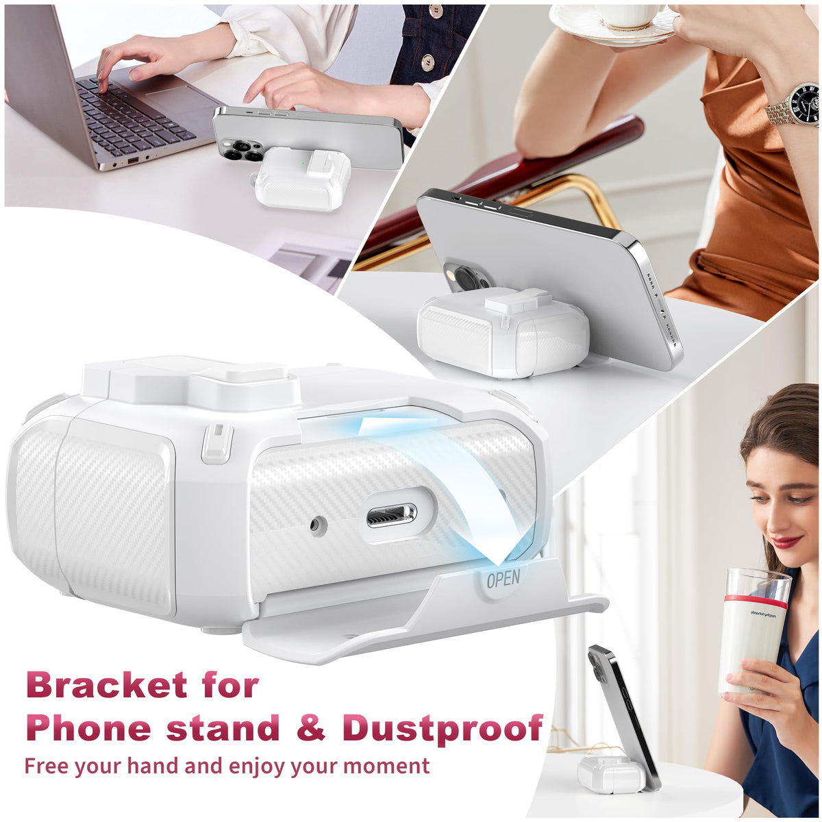 R-fun AirPods Pro case protects charging port from dust and supports cleaning kit.