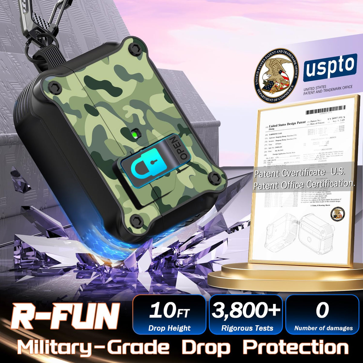 R-fun AirPods Pro Rainforest camouflage cleaning kit included for hygiene