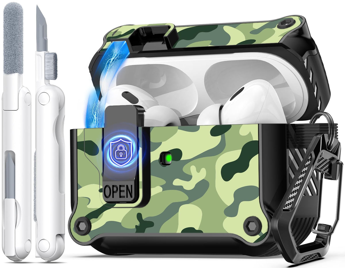 R-fun AirPods Pro Rainforest camouflage front view showing rugged protection