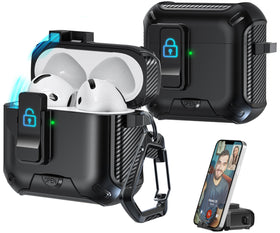 R-fun AirPods 4 case with magnetic lock lid for secure closure