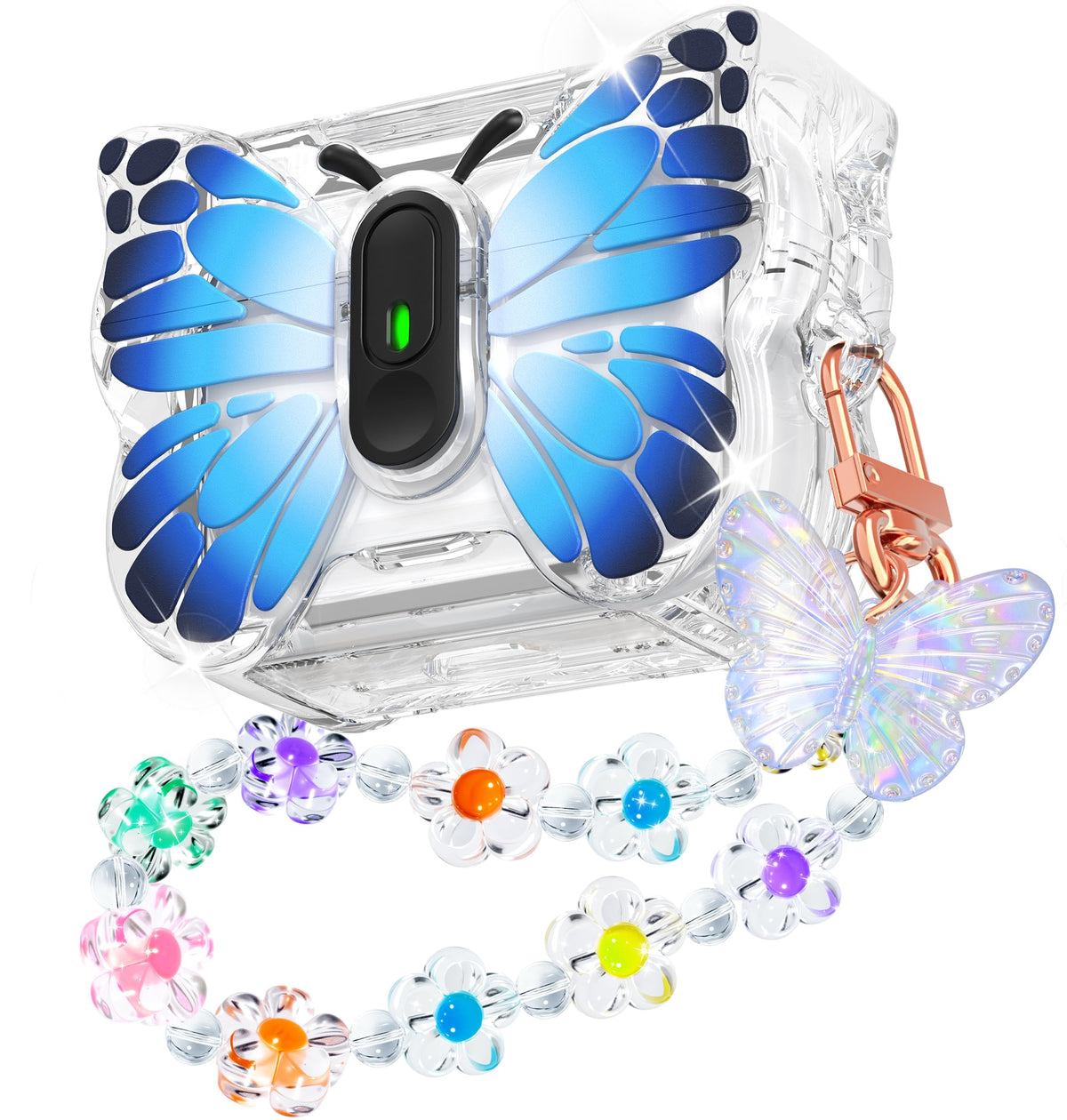 R-fun front view showing butterfly artwork and slim protection benefit