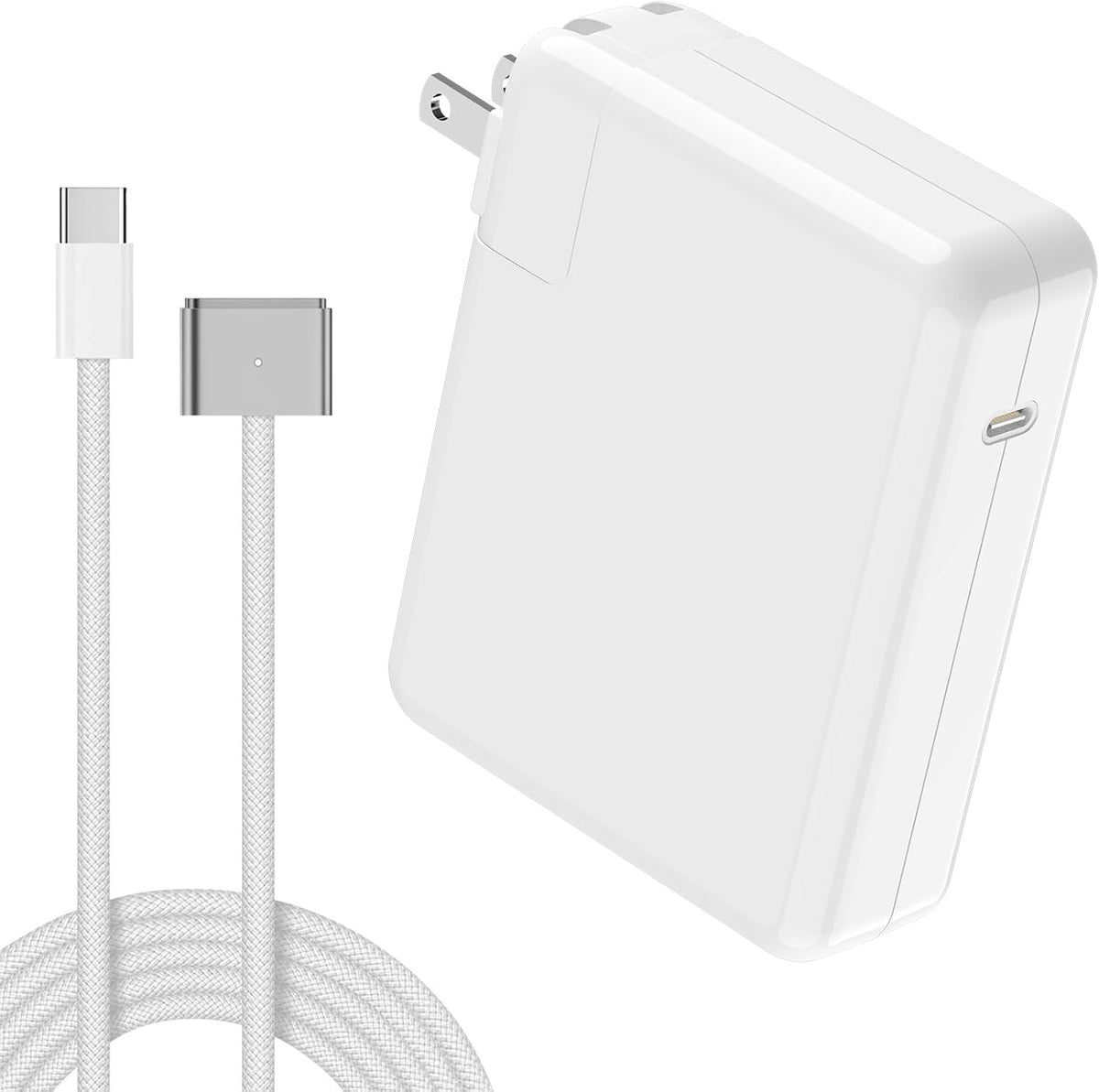 RACAHOO front view of charger and cable showing compact GaN design and fast charging benefit