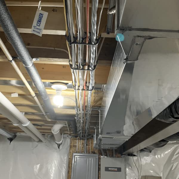 Rack-A-Tiers holes with multiple wires threaded, eases cable pulls