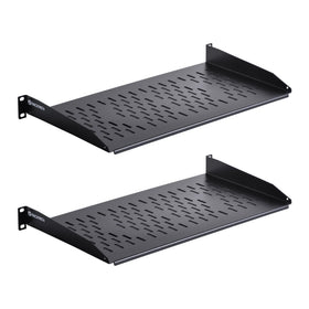 RackPath front view of 1U cantilever shelf showing compact design and durable finish