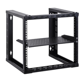 RackPath shelf supporting routers and small UPS to save rack space and stabilize gear