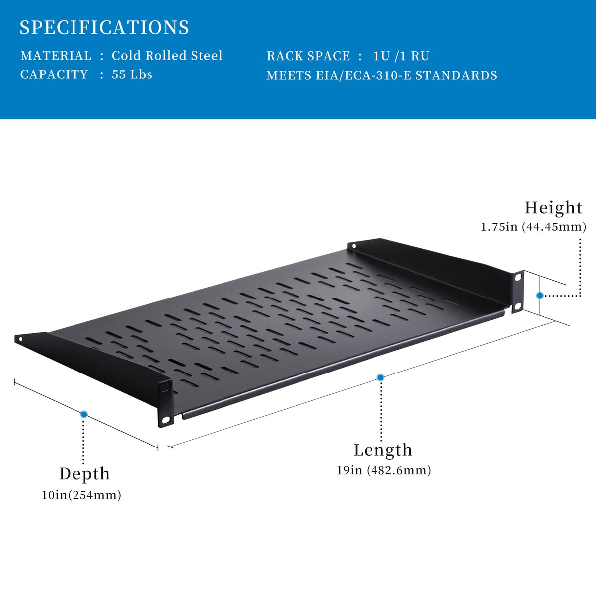 RackPath close-up of vented shelf surface improving airflow for devices
