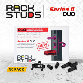 Rackstuds DUO50 50-pack packaging illustrates bulk deployment advantage