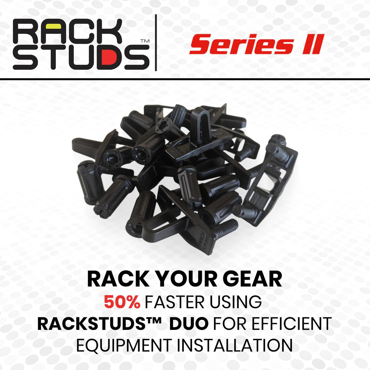 Rackstuds DUO50 data center use case showing reliable single-person installation