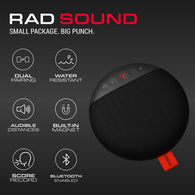 Rad Golf close-up of magnetic base securing the Sound speaker, strong mount benefit