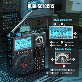 Raddy RF919 external antenna ports closeup for flexible reception setups.