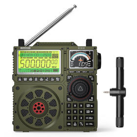 Raddy RF919 front view showing multi-band receiver in portable form