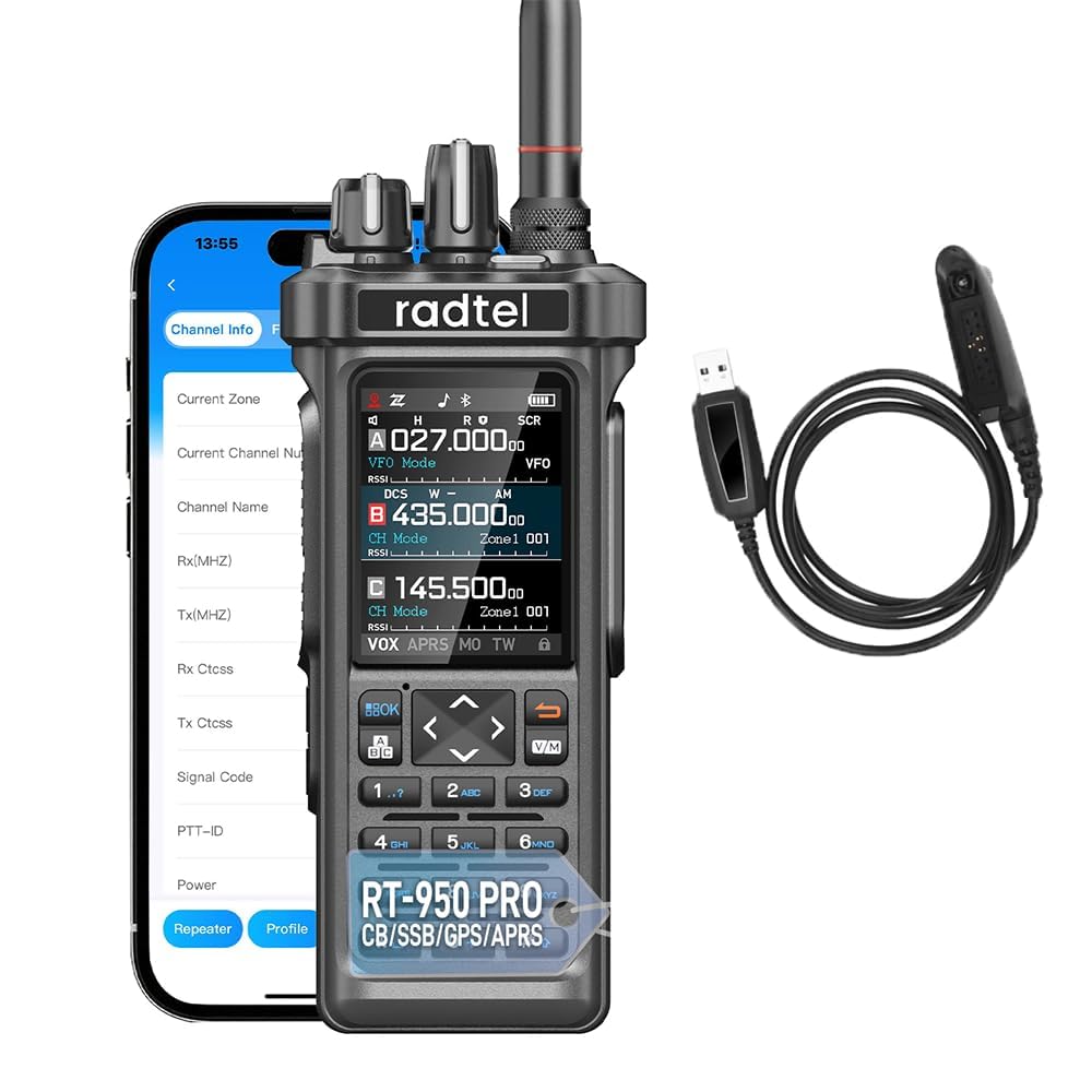 Radtel RT-950 PRO front view highlighting rugged handheld design for outdoor use