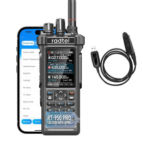 Radtel RT-950 PRO front view highlighting rugged handheld design for outdoor use