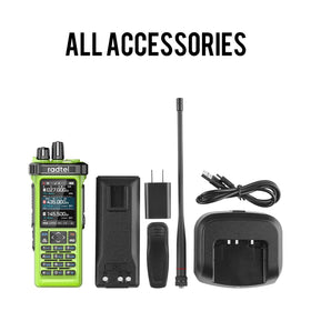 radtel RT-950 PRO in field use with hiker demonstrating long-range communication benefit